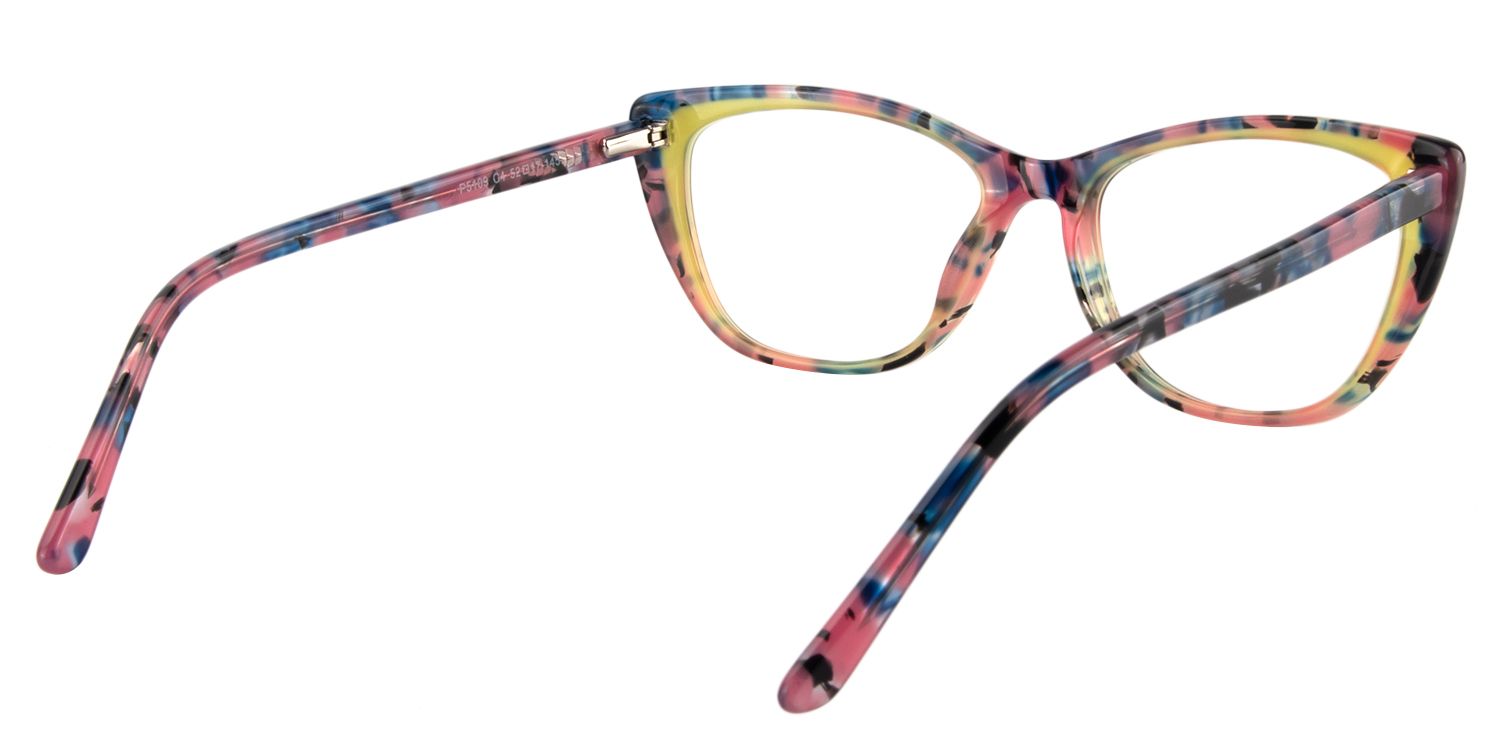 Rectangle Red Floral Glasses | Zeelool Glasses5