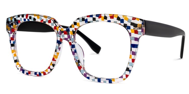 Xion Square Colorful-Point Glasses