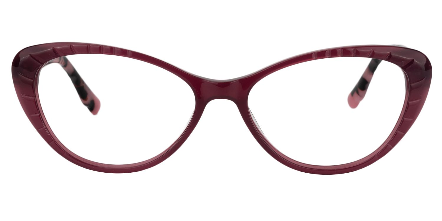 Cat eye Dark Red Glasses | Zeelool Glasses0