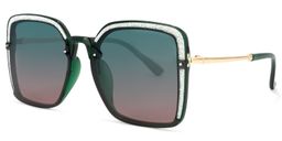 Georgie Square Dark-Green Sunglasses1