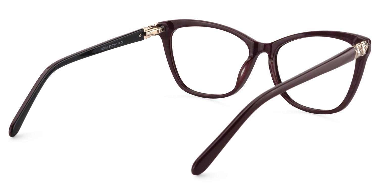 Cat eye Dark Red Glasses | Zeelool Glasses5