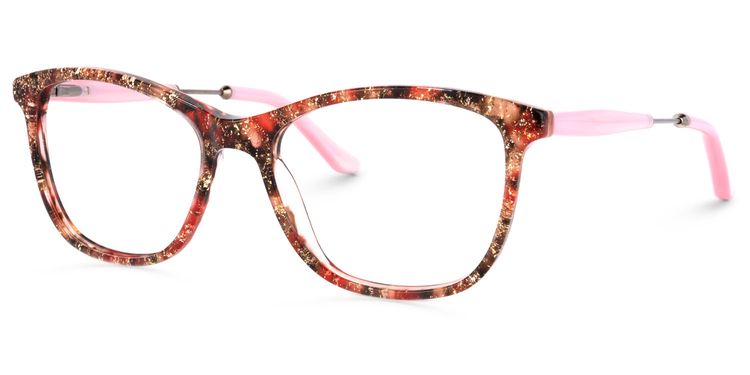 Shockley Square Red-Floral Glasses