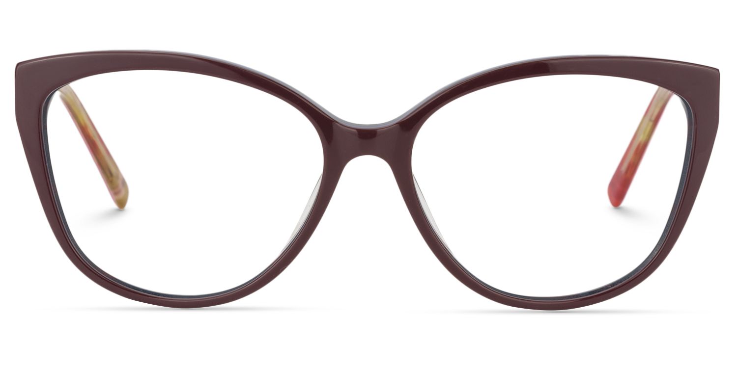 Cat eye Dark Red Glasses | Zeelool Glasses0