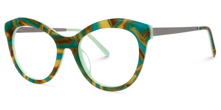 Mileva Cateye Green-Floral Glasses