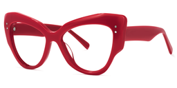 Keanu Cateye Red Glasses2