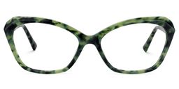 Carlotta Rectangle Green Floral Glasses0