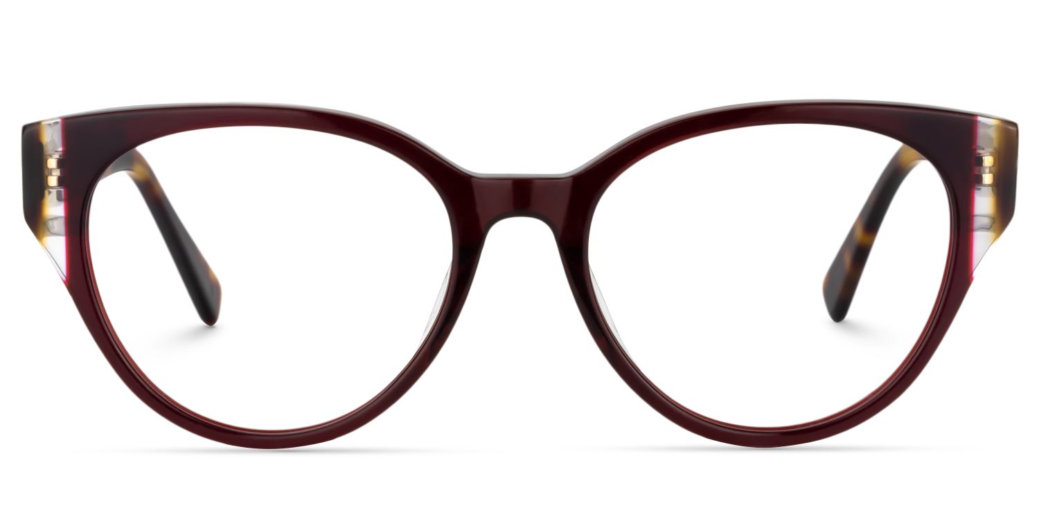 Oval Dark Red Glasses | Zeelool Glasses0