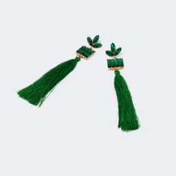 Stylish Long Tassels Green Earrings0