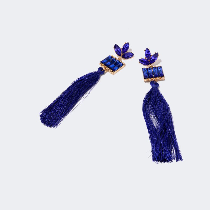 Stylish Long Tassels Blue Earrings