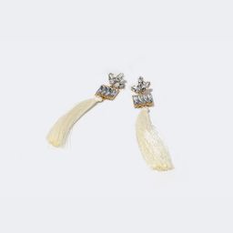 Stylish Long Tassels White Earrings0