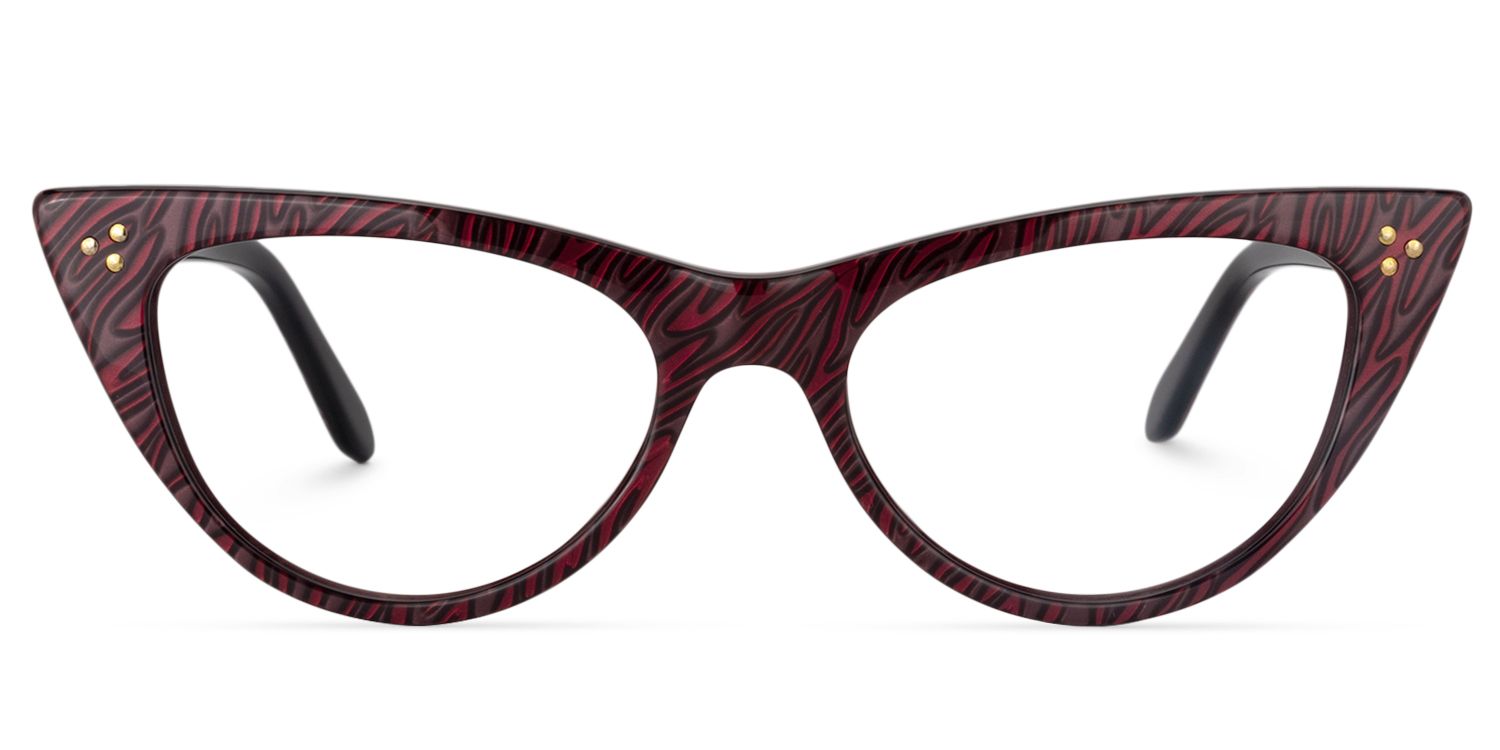 Cat-Eye Dark-Red Glasses | Zeelool Glasses0