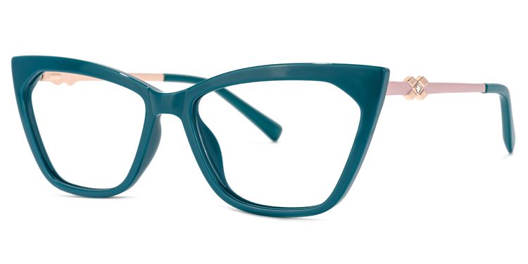 Denise Cateye Peacock-Blue Glasses