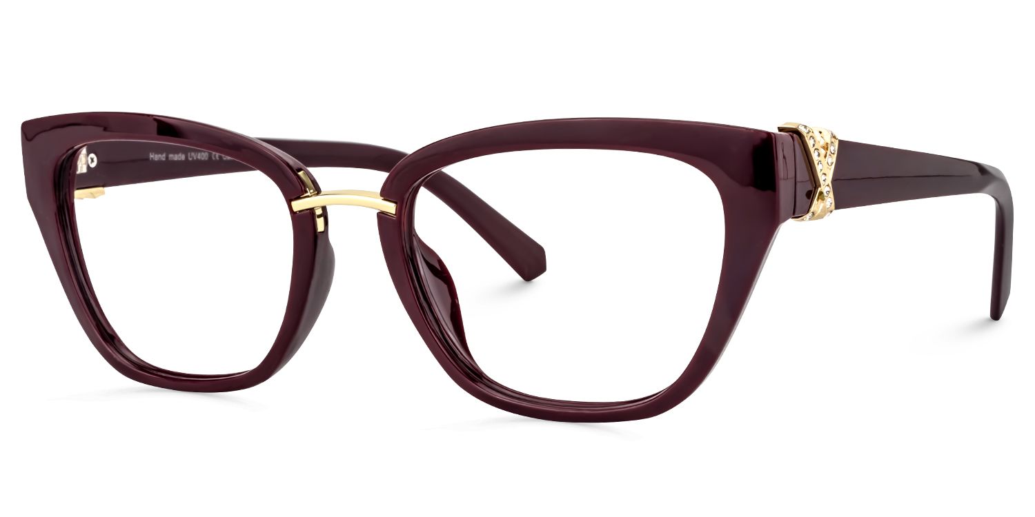 Cateye Dark Red Glasses | Zeelool Glasses2