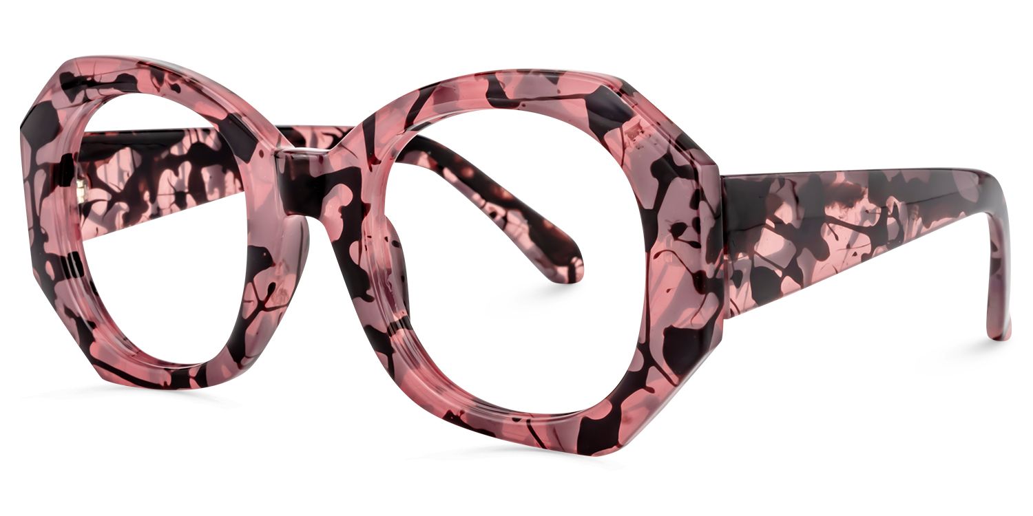 Geometric Pink-Floral Glasses | Zeelool Glasses2
