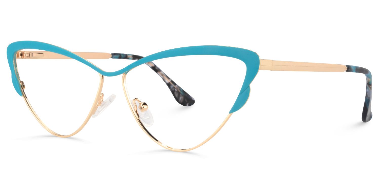 Cat Eye Peacock Blue Glasses | Zeelool Glasses2