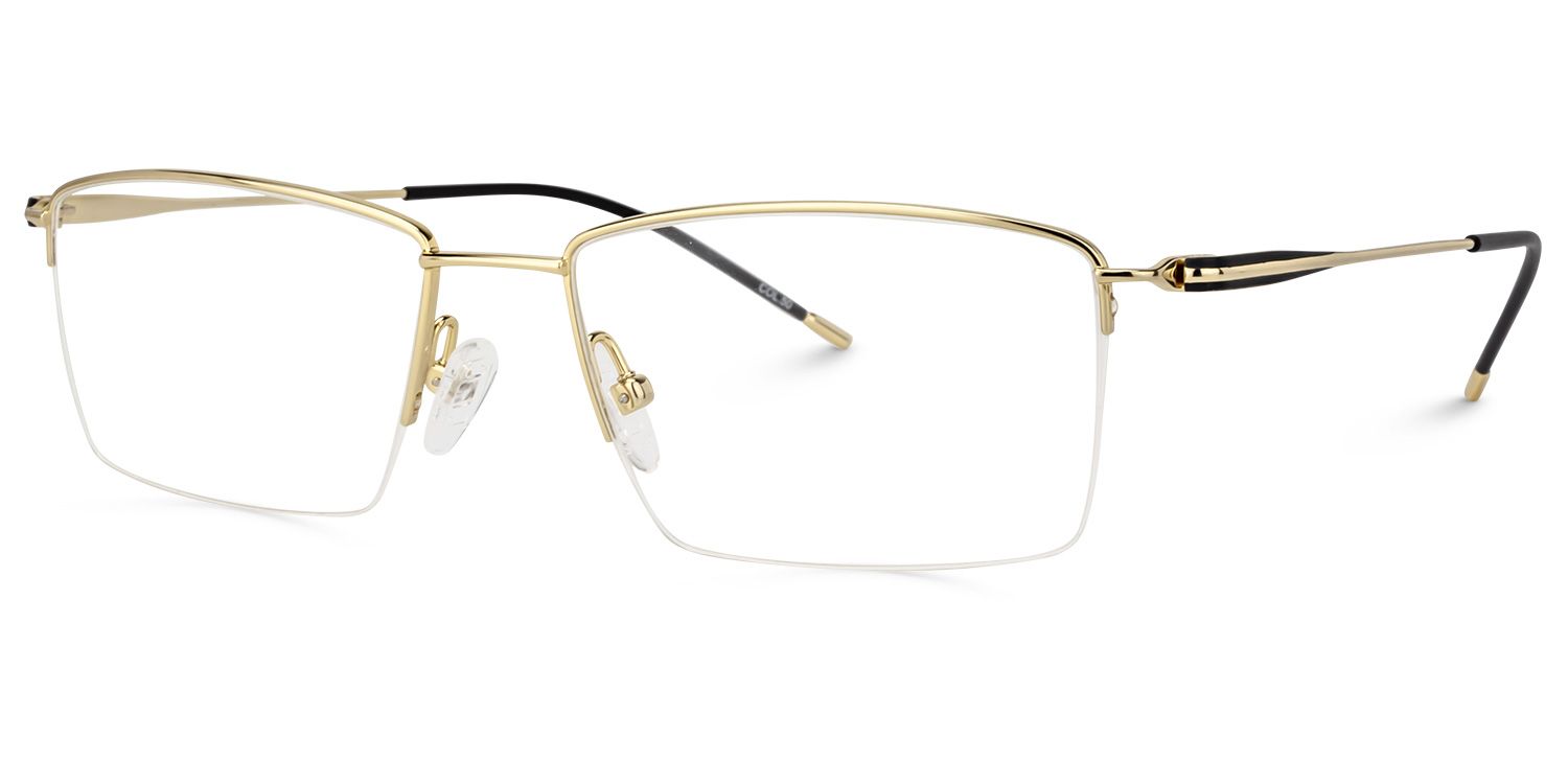 Rectangle Gold Glasses | Zeelool Titanium Eyeglasses1