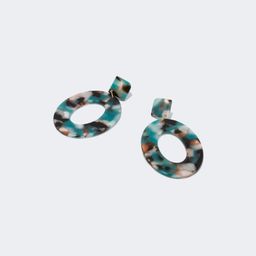 Stylish Oval Peacock-Green Floral Earrings 0