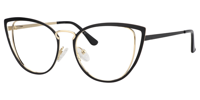 Cateye Black&Gold Glassess | Zeelool Eyeglass Frames1