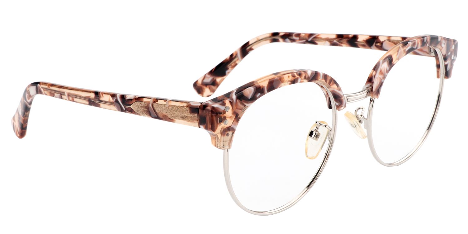 Round Brown/Pattern Glasses | Zeelool Glasses2