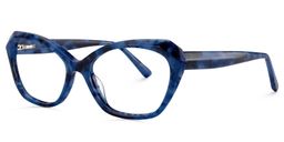 Carlotta Rectangle Blue Floral Glasses3