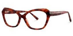 Carlotta Rectangle Red Floral Glasses2