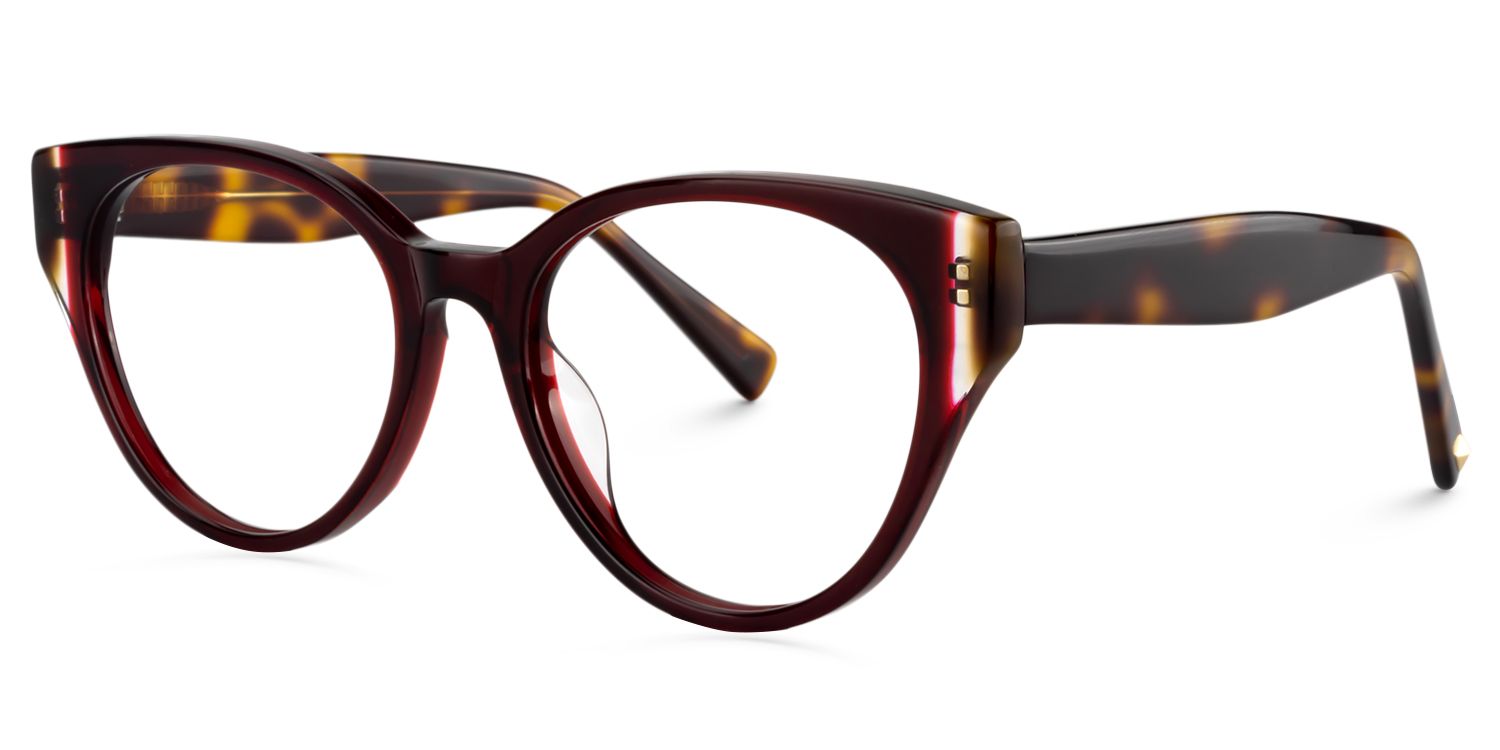 Oval Dark Red Glasses | Zeelool Glasses3