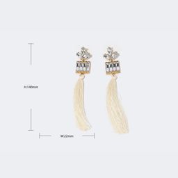 Stylish Long Tassels White Earrings2