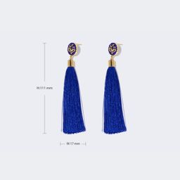 Pretty Lotus Flower Tassel Blue Earrings2