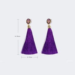 Pretty Lotus Flower Tassel Purple Earrings2