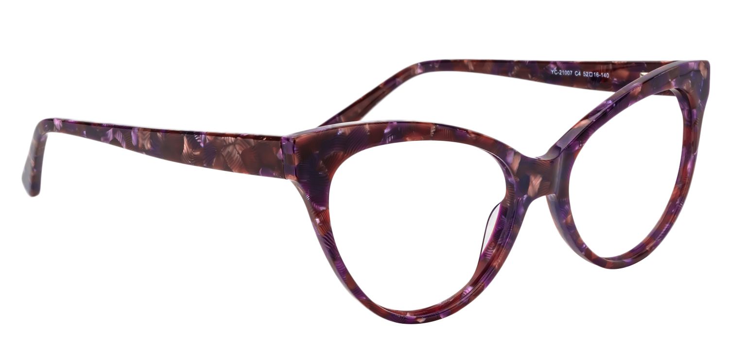 Cat Eye Purple Pattern Glasses | Zeelool Glasses2