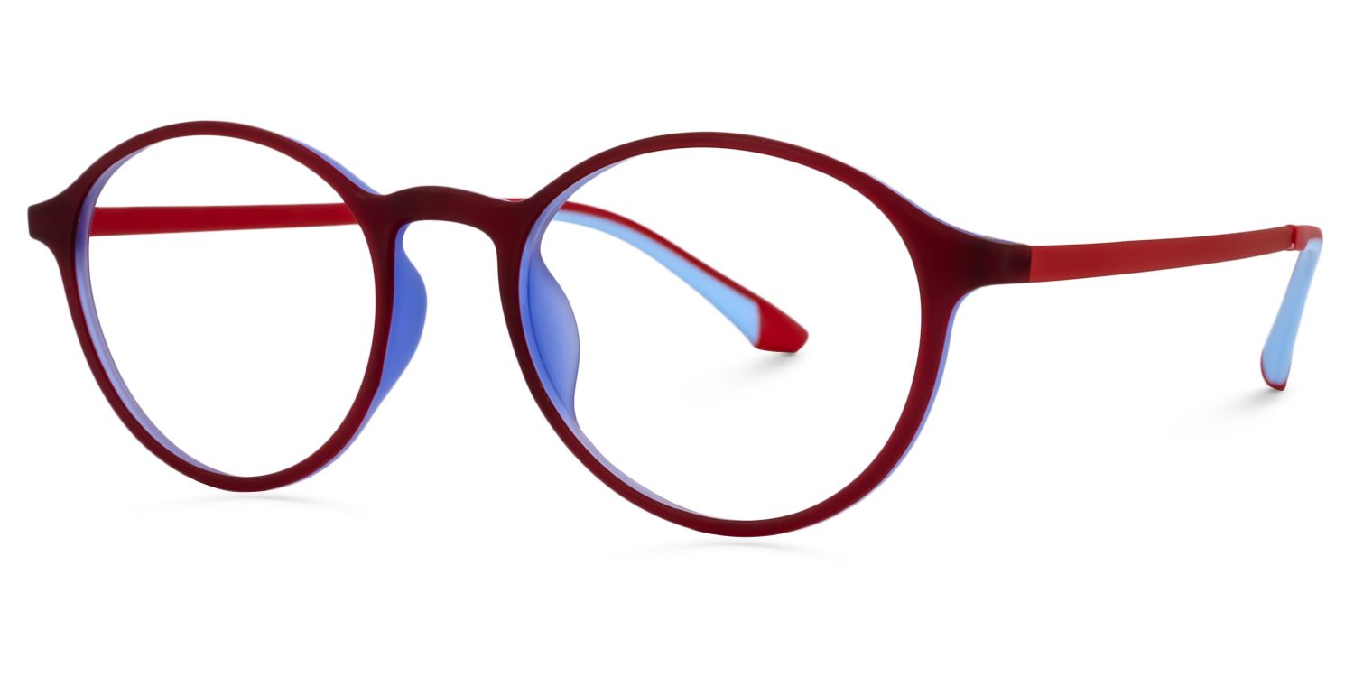 Round Dark Red Glasses | Zeelool Glasses3