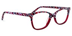 Clover Rectangle Dark Red Glasses1