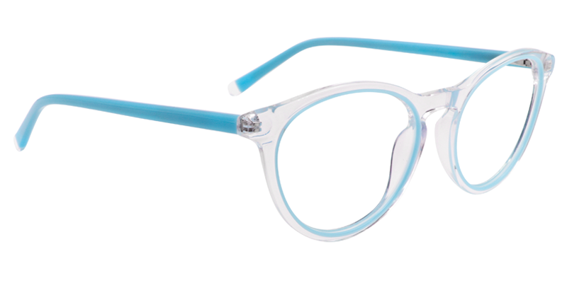 Round Blue&Clear Glasses | Zeelool Eyewear3