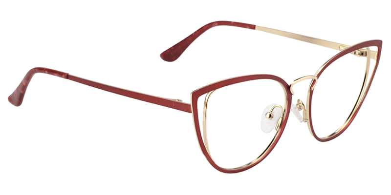 Cateye Red&Gold Glassess | Zeelool Eyeglass Frames4