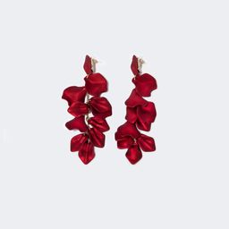 Stylish Exaggerated Rose Petal Red Earrings2