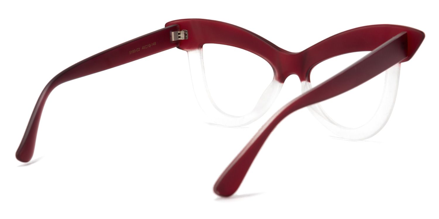 Cat Eye Dark-Red Glasses | Zeelool Glasses4