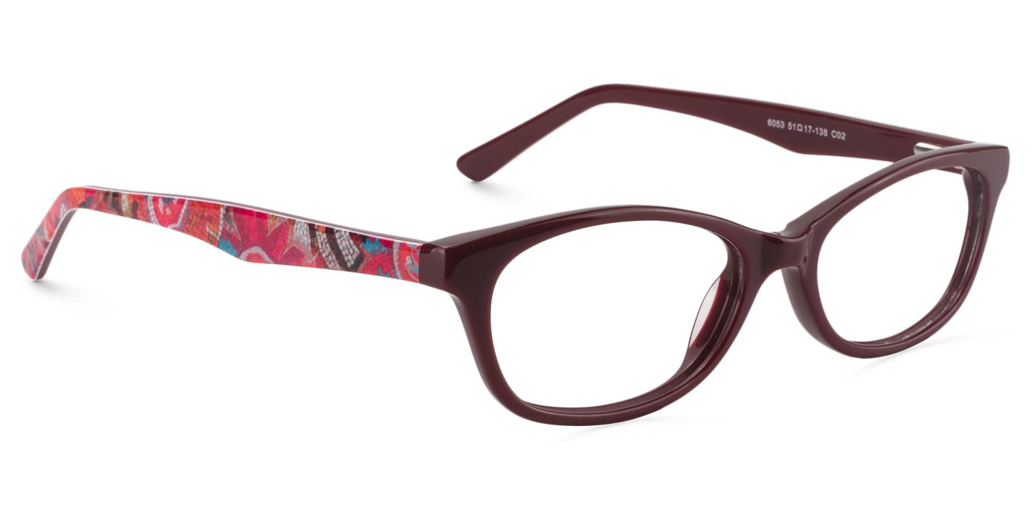 Rectangle Dark Red Glasses | Zeelool Glasses3