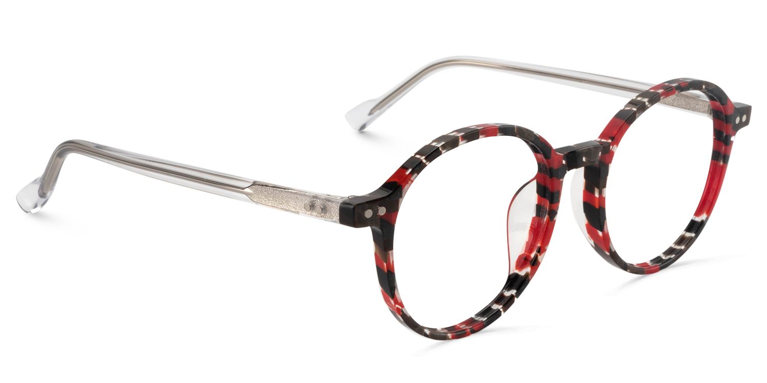 Round Black/Red Glasses | Zeelool Glasses3