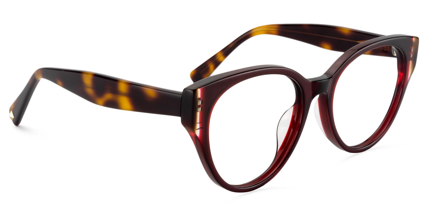 Oval Dark Red Glasses | Zeelool Glasses2