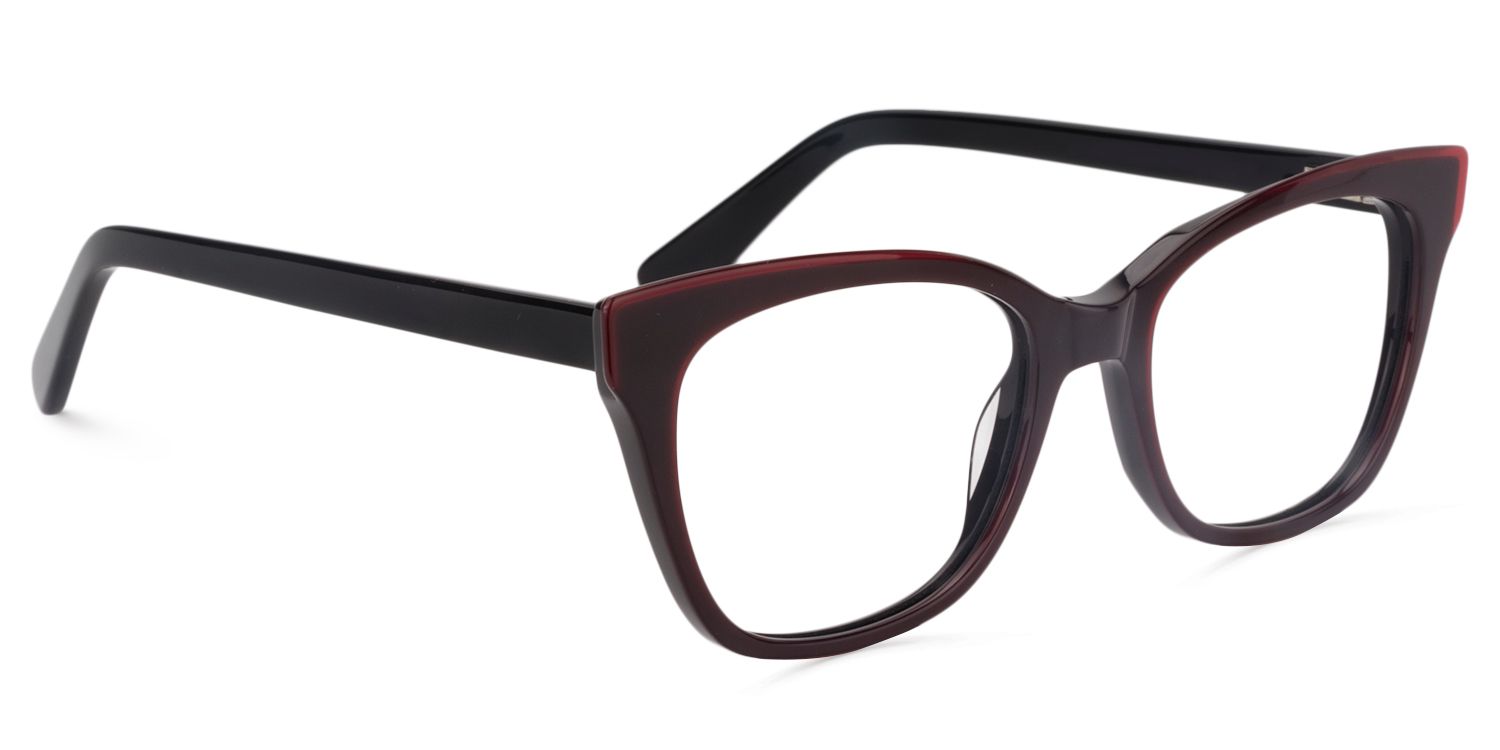 Square Dark Red Glasses | Zeelool Glasses3