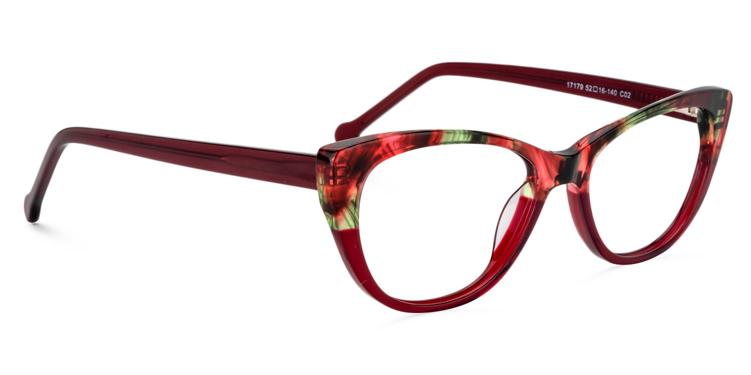 Cat Eye Dark Red Glasses | Zeelool Glasses2