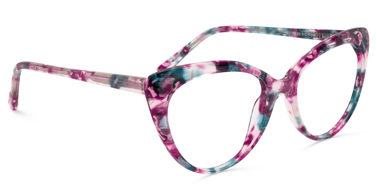 Cat Eye Purple Pattern Glasses | Zeelool Glasses2