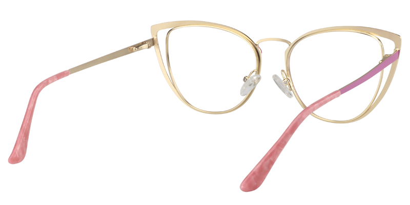 Cateye Pink&Gold Glassess | Zeelool Eyeglass Frames5