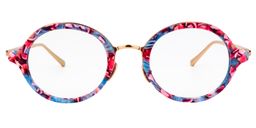 Fiona Round Blue Pattern Glasses0