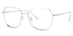 Noemi Geometric Clear-Silver Glasses1