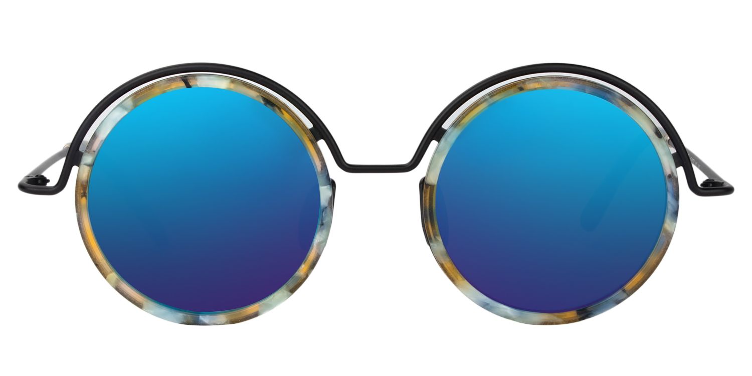 Round Blue Floral Sunglasses | Zeelool Sunglasses0