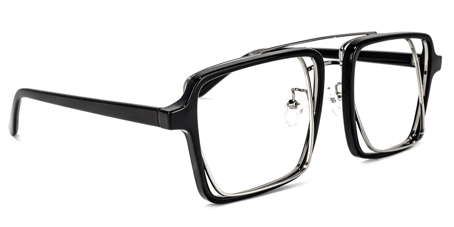 Aviator Black-Silver Glasses | Zeelool Glasses2