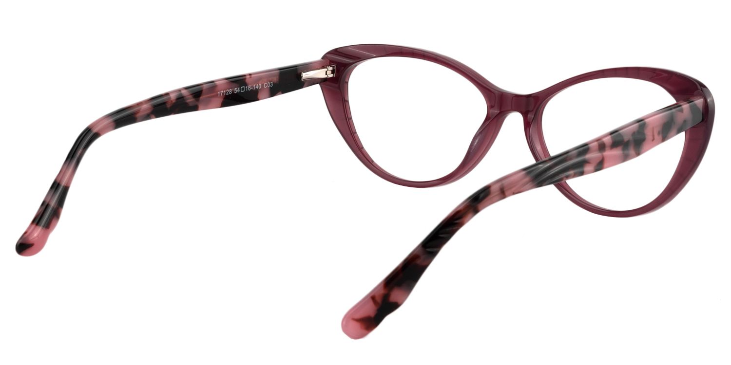 Cat eye Dark Red Glasses | Zeelool Glasses5
