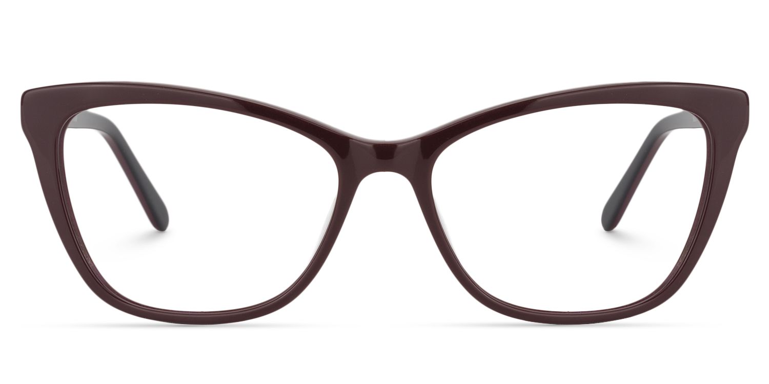 Cat eye Dark Red Glasses | Zeelool Glasses0