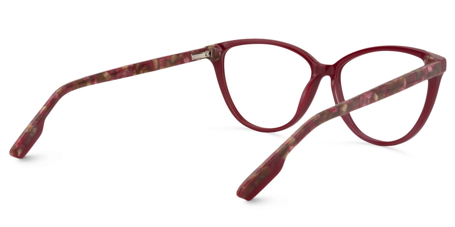 Cat Eye Dark Red Glasses | Zeelool Glasses5